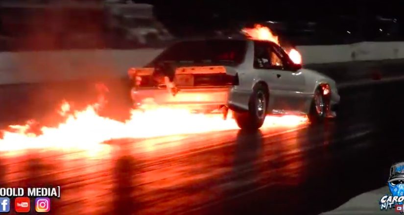 Scary Flamin’ Video: Watch This Mustang Grudge Car Smash The Wall And Erupt Into Flames (Driver Walks Away)